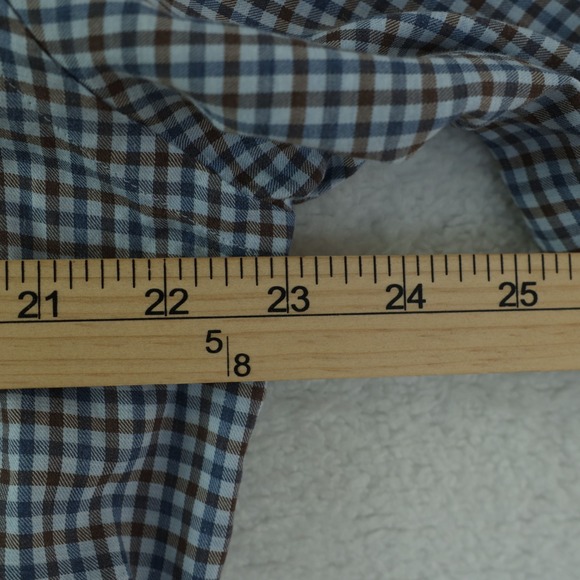 Eton Dress Shirt Men's Large L 16-41 Blue/Brown Gingham Check Contemporary Fit - Picture 8 of 12
